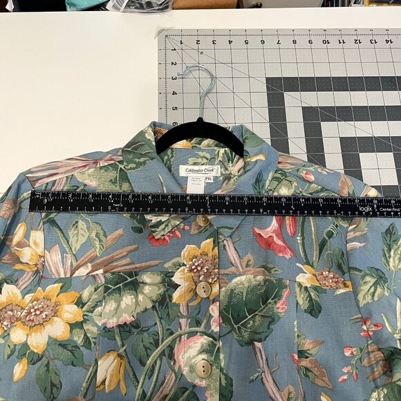 COLDWATER CREEK Blue Floral Hip-Length Jacket (PXL) OMG – SUPER CUTE!‎ (NWOT) - Picture 9 of 9